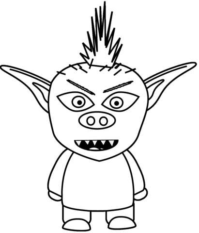 Cartoon Boy Troll Coloring Page